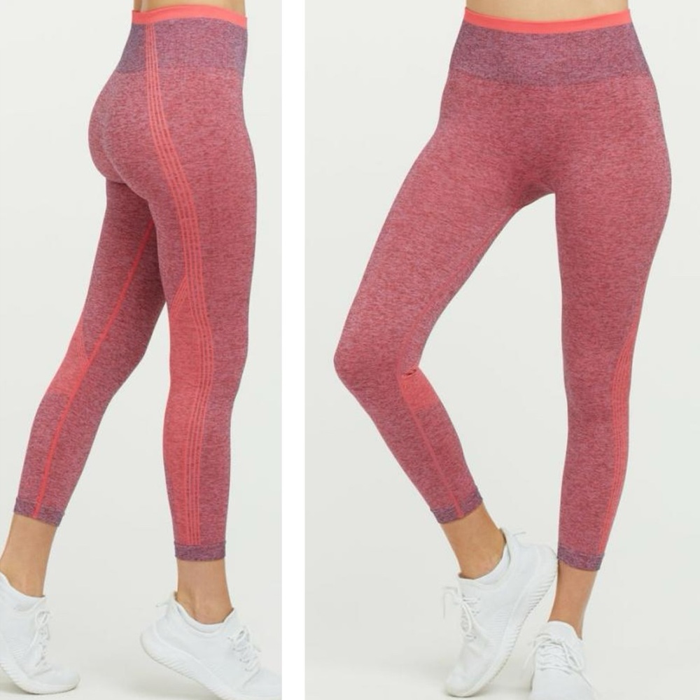 Spanx NWT 50285R Space Dye Coral Punch Seamless Sculpt Leggings Size Medium
